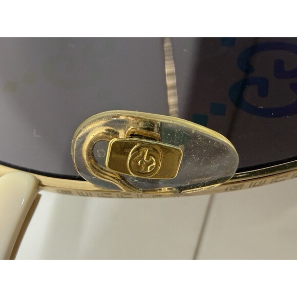 Gucci GG0414S 003 Gold Sunglasses 60-17 Grey Multicolor Gradient Mirror Lens main image 4